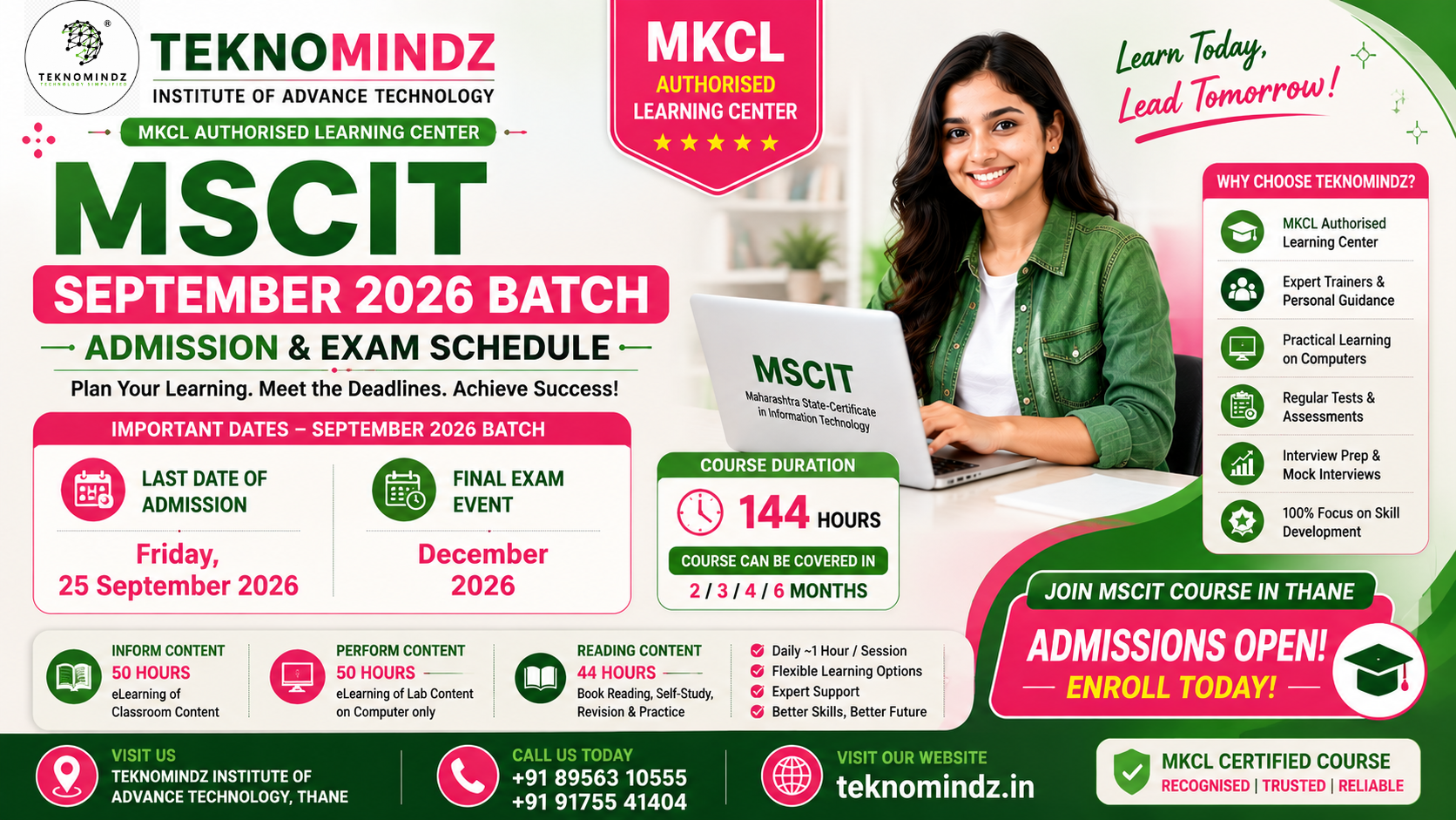 MSCIT September 2026 Batch | Admission & Exam Dates in Thane